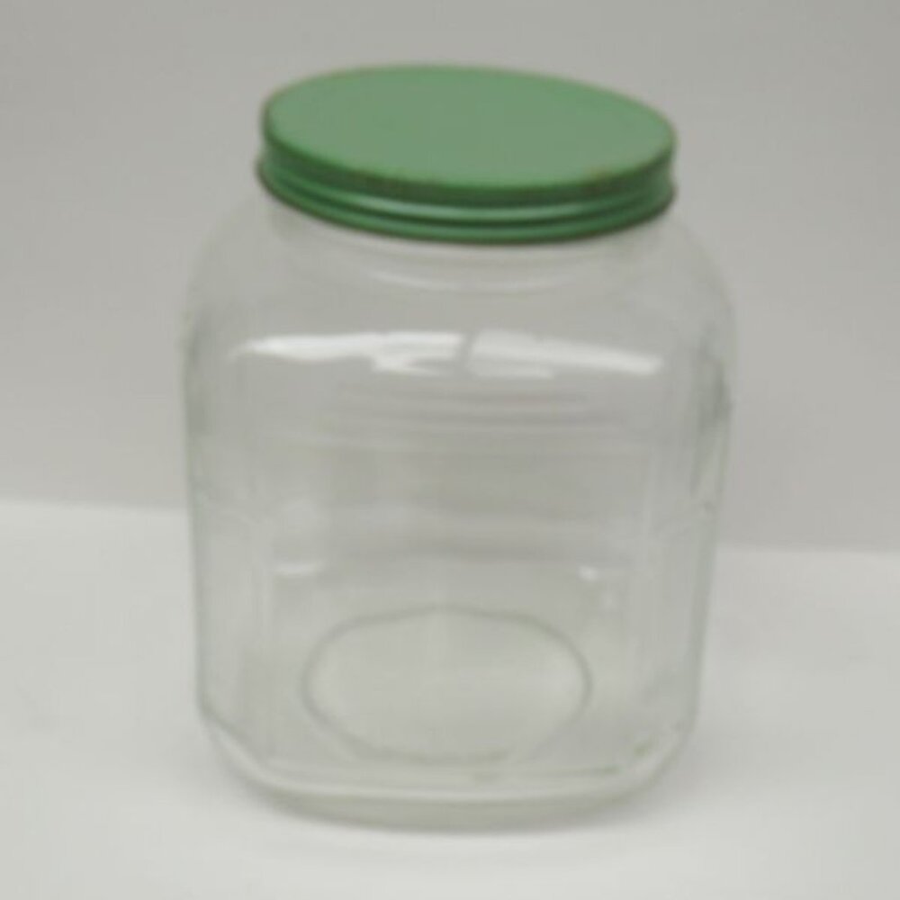 Vintage Gallon STORE or COFFEE JAR with Original Metal Green Screw-On Lid